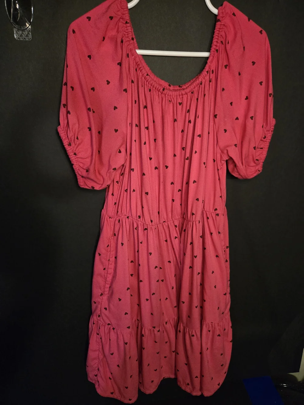 Cat & Jack Pink Midi Dress with Black Heart Print